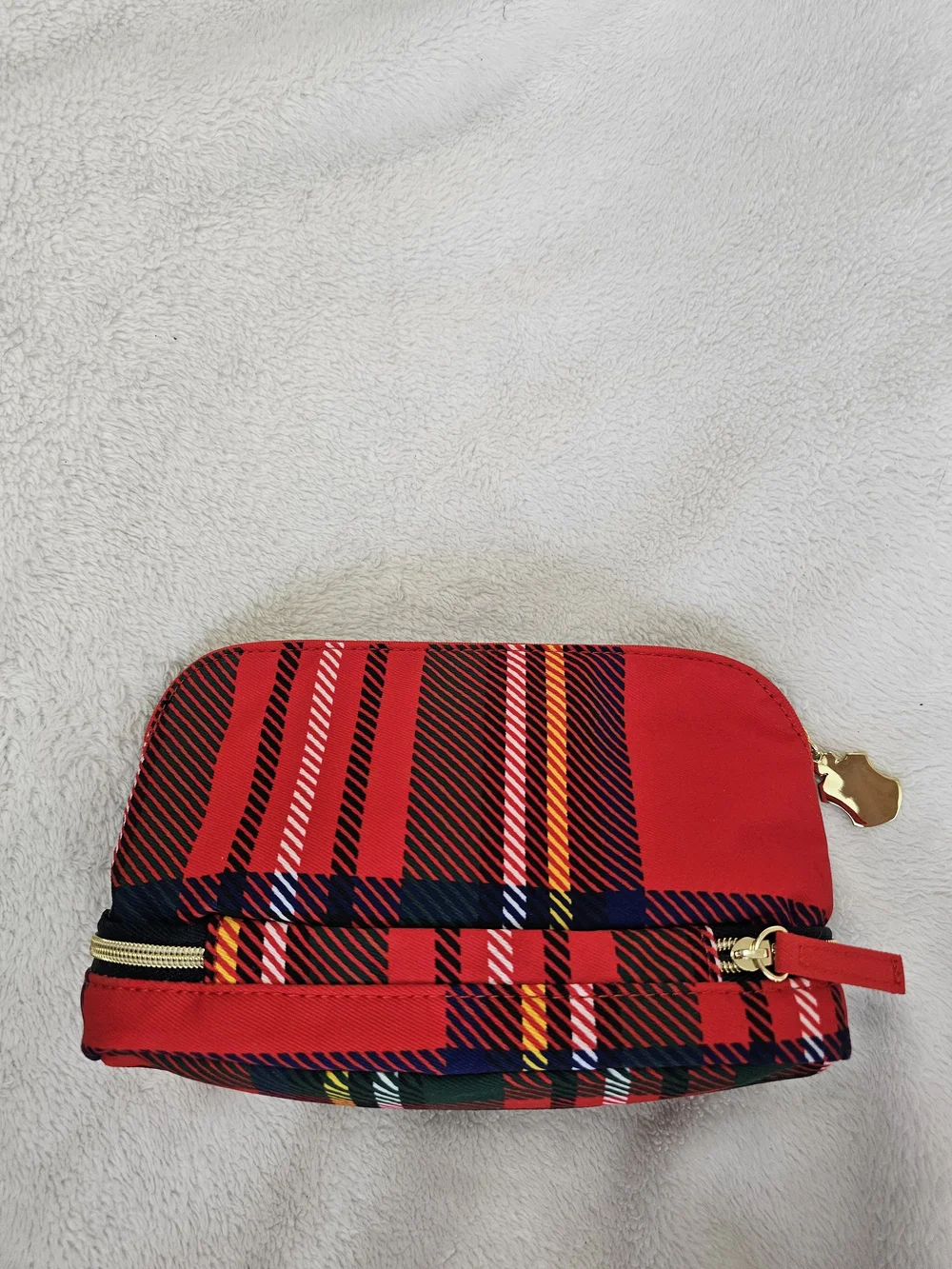 Estée Lauder Plaid Double Compartment Cosmetic Travel Case